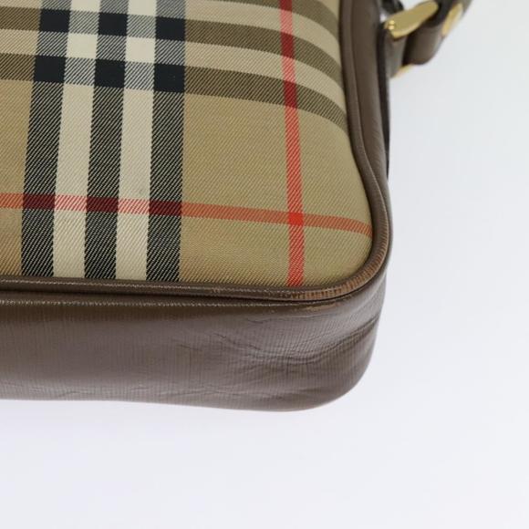 Burberrys Nova Check Shoulder Bag Canvas Beige Gold Auth BA2747